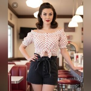 Aeo paperbag waist denim shorts size 2